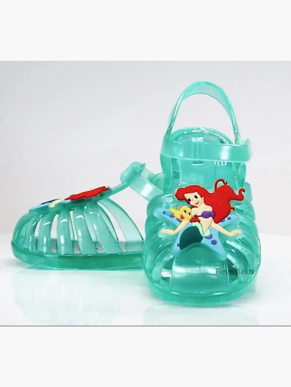 Girls Jelly Sandals with Stitch Charm Hook-and-Loop Closure Non-Slip Sole